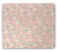 Tappetino per Mouse Peach Pink Multitude Consecutive Cartoon Style Little Flower Tree Plant Designs Tappetini Mouse Lavabile Portatile Sottomano, per Gaming Mouse, Casa, Ufficio, 25x30cm