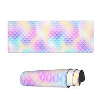 Tappetino Per Mouse Pearl Pink Blue Fish Scale Tappetino Mouse Gaming Personalizzato Mousepad Forma Rettangolare, Per Ufficio, Computer, Gaming Mouse, 80x30cm