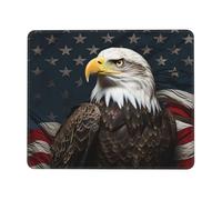 Tappetino per mouse per computer con base in gomma antiscivolo, aquila calva americana seduta su nastro di bandiera, tappetino per mouse lavabile, tappetino per mouse portatile, per ufficio, casa