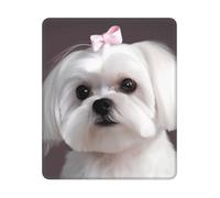 Tappetino per mouse per computer con base in gomma antiscivolo, grazioso cane maltese, lavabile, tappetino per mouse da gioco, portatile, per ufficio, casa, 25 x 30 cm