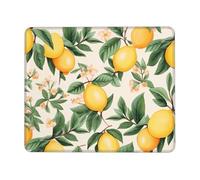 Tappetino per mouse per computer, con base in gomma antiscivolo, limoni e foglie di limone, lavabile, tappetino per mouse portatile, per ufficio, casa, 20,1 x 24,1 cm