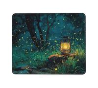 Tappetino per mouse per computer, con base in gomma antiscivolo, lucciole e lanterna, lavabile, tappetino per mouse da gioco, portatile, per ufficio, casa, 17,8 x 21,8 cm