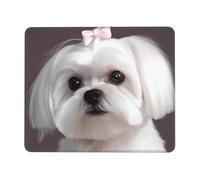 Tappetino per mouse per computer con base in gomma antiscivolo, motivo cane maltese, lavabile, tappetino per mouse portatile, per ufficio, casa, 25,4 x 30,5 cm