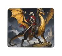 Tappetino per mouse per computer con motivo uomini e draghi, base in gomma antiscivolo, tappetino per mouse per computer da ufficio, 20 x 26,2 cm