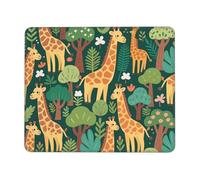 Tappetino per mouse per computer, motivo: giraffa e alberi, base in gomma antiscivolo, quadrato, tappetino per mouse per computer da ufficio, 20 x 26,2 cm