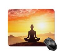 Tappetino per mouse per meditazione yoga, con bordo cucito, panno lavabile, tappetino per mouse in gomma antiscivolo, design perfetto per giochi, laptop, lavoro in ufficio