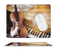 Tappetino per mouse per pianoforte, violino, note musicali, tappetino per mouse impermeabile e antiscivolo, tappetino per mouse portatile, comodo tappetino per mouse per desktop, casa, ufficio, laptop