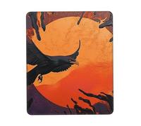 Tappetino per mouse personalizzato con primo piano di corvo che vola sopra il tramonto, design unico per giochi e ufficio, stampa a colori, base in gomma antiscivolo, perfetto per computer portatili e