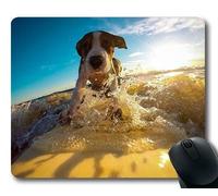 Tappetino per mouse personalizzato, Mouse pad da gioco Lovely Pug Dog, cane Surf Wave Water Summer Self Fiducia, cani Tappetino per mouse da gioco