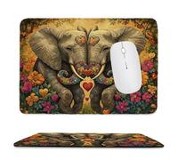 Tappetino per mouse piccolo 24 x 20 cm - Coppia Elefante Tappetino per mouse da gioco, per Computer con Base in Gomma Antiscivolo, Scorrimento Facile, Impermeabile, Materiali Durevoli, Portatile L-691