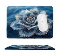Tappetino per mouse piccolo 24 x 20 cm - Fiori blu Tappetino per mouse da gioco, per Computer con Base in Gomma Antiscivolo, Scorrimento Facile, Impermeabile, Materiali Durevoli, Portatile L-512