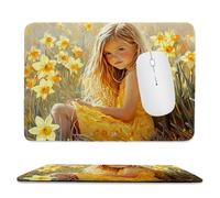 Tappetino per mouse piccolo 30 x 25 cm - Ragazza Campo di fiori Tappetino per mouse da gioco, per Computer con Base in Gomma Antiscivolo, Scorrimento Facile, Impermeabile, Materiali Durevoli L-631
