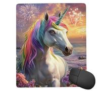 Tappetino per Mouse Piccolo 34 x 28 cm, Gaming Mouse Pad unicorno paesaggio, con Fondo in Gomma Antiscivolo, per Mouse Senza Fili, Laptop, Ufficio Casa, Lavabile, Arrotolabile, Regalo per Uomo it-208