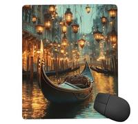 Tappetino per Mouse Piccolo 42 x 35 cm, Gaming Mouse Pad Città dell'acqua di Venezia, con Fondo in Gomma Antiscivolo, per Mouse Senza Fili, Laptop, Ufficio Casa, Lavabile, Regalo per Uomo it-1005