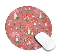 Tappetino per mouse piccolo a forma di fungo, giocoso fantasioso fiore erba autunno pesca rotondo gomma liscia bordo cucito panno tappetino per mouse decorazione scrivania per ufficio casa dormitorio