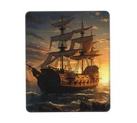 Tappetino per mouse piccolo a forma di nave pirata fantasy, 18 x 22 cm, ultra liscio, portatile, con base in gomma antiscivolo, impermeabile, per scrivania, laptop, PC e ufficio.