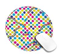 Tappetino per mouse piccolo a pois, giocoso e moderno, triangoli curvi, nessuno multicolore, rotondo, in gomma, antiscivolo, mini tappetino per mouse da viaggio, decorazione per scrivania, ufficio