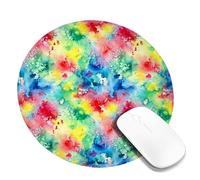 Tappetino per mouse piccolo ad acquerello, artistico dai colori vivaci, nessuno multicolore, rotondo, in gomma, antiscivolo, portatile, da viaggio, per ufficio, casa, computer, laptop, rotondo, 20,3 x