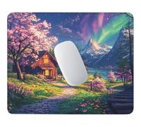 Tappetino per Mouse Piccolo Albero sul monte innevato 29 x 24 cm q-785 | Base Gomma Morbida Antiscivolo, Tessuto Poliestere, Asciugatura Veloce, per Scrivanie Legno e Vetro, Viaggi Lavorativi