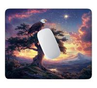 Tappetino per Mouse Piccolo Aquila sotto il cielo stellato 32 x 26 cm q-563 | Base Gomma Morbida Antiscivolo, Tessuto Poliestere, Asciugatura Veloce, per Scrivanie Legno e Vetro, Viaggi Lavorativi