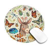 Tappetino per mouse piccolo asino, giocoso fantasioso pesce farfalla primavera verde rotondo gomma liscia estetica scrivania tappetino per scrivania decorazione per ufficio casa dormitorio laptop