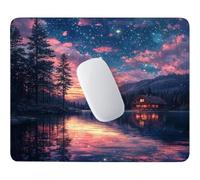Tappetino per Mouse Piccolo Casetta sotto il cielo stellato 42 x 35 cm q887 | Base Gomma Morbida Antiscivolo, Tessuto Poliestere, Asciugatura Veloce, per Scrivanie Legno e Vetro, Viaggi Lavorativi