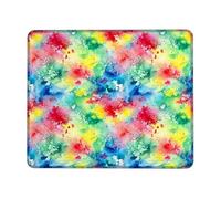 Tappetino per mouse piccolo con acquerello, artistico e vibrante colore a spruzzi, nessuno multicolore, quadrato, in gomma, liscio, portatile, idea regalo per casa, ufficio, scrivania, laptop, gamer
