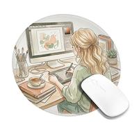 Tappetino per mouse piccolo con arte digitale, design contemporaneo e minimalista, in gomma, antiscivolo, ideale per casa, ufficio, scrivania, laptop, gamer, regalo, rotondo, 20,3 x 20,3 cm
