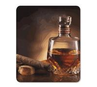 Tappetino per mouse piccolo con base in gomma antiscivolo, motivo sigaro brandy, tappetino per mouse personalizzato, 24 x 30 cm, per computer, laptop, casa, ufficio