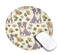 Tappetino per mouse piccolo con cane, giocoso fantasioso farfalla fiore primavera viola rotondo gomma liscia estetica tappetino per mouse idea per casa, ufficio, scrivania, computer portatile, gamer