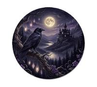 Tappetino per mouse piccolo con castello di corvo gotico | Castello gotico, Paesaggio della luna piena, arte fantasy oscura, foresta misteriosa, accenti floreali viola