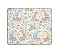 Tappetino per mouse piccolo con cavallo magico, giocoso fantasioso fiore farfalla N/a pastello quadrato in gomma liscia portatile tappetino per il mouse idea per casa, ufficio, scrivania, laptop