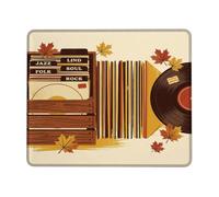 Tappetino per mouse piccolo con disco in vinile vintage a tema autunnale | tema musicale vintage, foglie d'acero, estetica retrò, regalo per amanti della musica, accogliente atmosfera autunnale