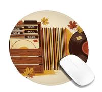 Tappetino per mouse piccolo con disco in vinile vintage a tema autunnale | tema musicale vintage, foglie d'acero, estetica retrò, regalo per amanti della musica, accogliente atmosfera autunnale