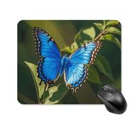Tappetino per mouse piccolo con farfalla blu, con bordo cucito, panno lavabile, antiscivolo, design perfetto per giochi, laptop, lavoro in ufficio