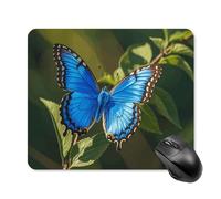 Tappetino per mouse piccolo con farfalla blu, con bordo cucito, panno lavabile, antiscivolo, design perfetto per giochi, laptop, lavoro in ufficio