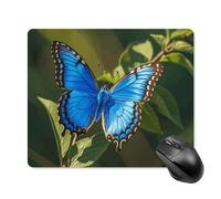 Tappetino per mouse piccolo con farfalla blu, con bordo cucito, panno lavabile, antiscivolo, design perfetto per giochi, laptop, lavoro in ufficio