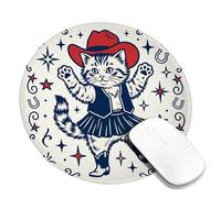 Tappetino per mouse piccolo con gatto, cappello occidentale giocoso stelle nessuno rosso rotondo in gomma antiscivolo estetico tappetino per mouse da scrivania idea per casa, ufficio, scrivania