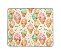 Tappetino per mouse piccolo con gelato, grazioso e giocoso cono che spruzza l'estate color pesca pastello quadrato, in gomma, lavabile, portatile, da viaggio, decorazione per casa, ufficio, lavoro