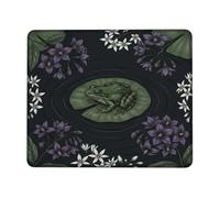 Tappetino per mouse piccolo con illustrazione botanica e anfibi floreali | Illustrazione botanica, tema vita stagno, estetica rustica, arredamento ispirato alla natura, accenti floreali