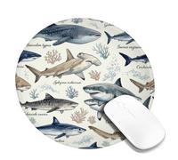 Tappetino per mouse piccolo con illustrazione di squalo e acquerello | tema biologia marina, illustrazione scientifica, decorazione oceano, accessorio da scrivania per ufficio