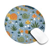 Tappetino per mouse piccolo con lumaca, giocoso e fantasioso, bruco primaverile, blu, rotondo, in gomma, liscio, portatile, ideale per casa, ufficio, scrivania, laptop, gamer, regalo, rotondo, 20,3 x