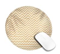 Tappetino per mouse piccolo con motivo a zigzag, linee moderne e minimaliste, nessuno beige, rotondo, in gomma, liscio, estetico, accessori da scrivania, per videogiochi, computer portatile, rotondo