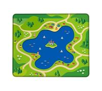 Tappetino per mouse piccolo con motivo lago, con case colorate e alberi N/A verde quadrato in gomma liscia, mini tappetino per mouse da viaggio, accessorio da scrivania per computer da gioco, computer