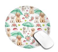 Tappetino per mouse piccolo con ombrello, simpatico cane fiore nessuno verde rotondo in gomma antiscivolo portatile mini tappetino per mouse da scrivania decorazione per ufficio casa dormitorio laptop