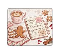 Tappetino per mouse piccolo con omino di pan di zenzero a tema natalizio | Omino di pan di zenzero, taccuino di pianificazione, tema caffè invernale, organizzazione stagionale