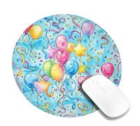 Tappetino per mouse piccolo con palline ad aria, per festeggiare le festività con stelle e nastro blu, rotondo, in gomma, antiscivolo, estetico, accessori da scrivania per computer e laptop, rotondo