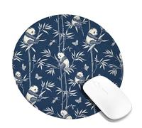 Tappetino per mouse piccolo con panda, motivo natura fantasiosa farfalla in bambù nessuno blu navy rotondo in gomma lavabile portatile tappetino per mouse da viaggio accessori per ufficio casa
