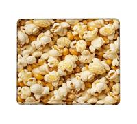 Tappetino per mouse piccolo con popcorn, cibo, snack, chicchi di mais, aromatizzato al burro, nessuno giallo, quadrato, in gomma, antiscivolo, mini tappetino per mouse da viaggio, accessori per