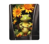 Tappetino per mouse piccolo con rana seduta all'interno della cerniera e fiori all'interno, 10 x 12 pollici, tappetino per mouse da gioco ultra liscio, base in gomma antiscivolo, tappetino per mouse